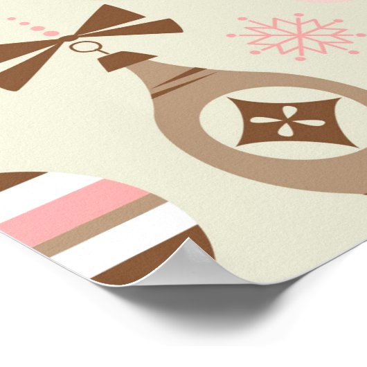  roze en grijze kerstsieraden poster (Hoek)