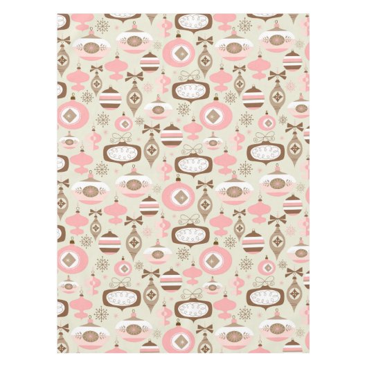  roze en grijze kerstsieraden tafelkleed (Voorkant)