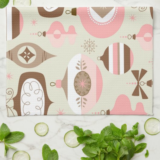  roze en grijze kerstsieraden theedoek (Gevouwen)