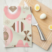  roze en grijze kerstsieraden theedoek (Quarter Fold)