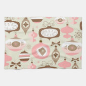  roze en grijze kerstsieraden theedoek (Horizontaal)