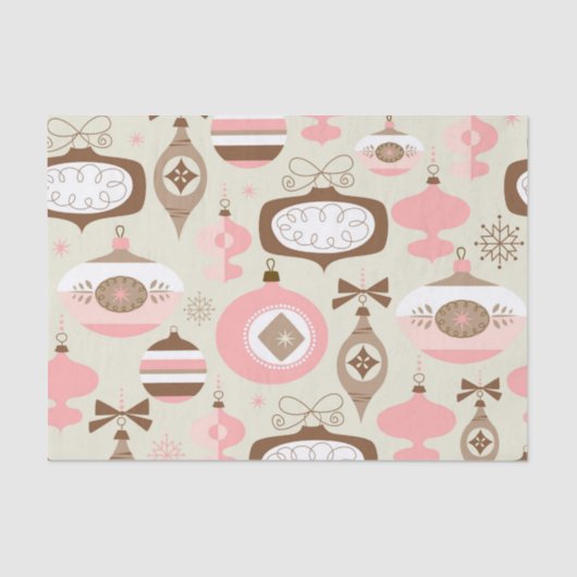  roze en grijze kerstsieraden tissuepapier (Voorkant)