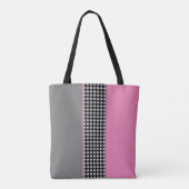 Roze en grijze kleurenblok tote bag (Achterkant)