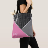 Roze en grijze kleurenblok tote bag (Dichtbij)