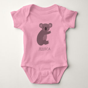 Roze en grijze koala beren meisjes babykleding romper