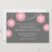 Roze en grijze Lantern Baby shower Uitnodiging (Voorkant)