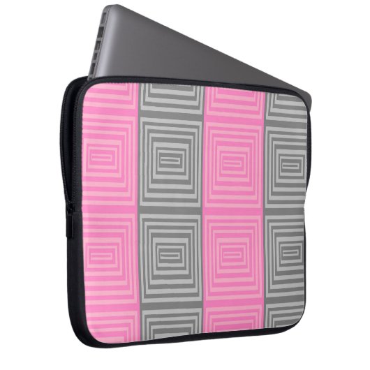 Roze en grijze laptop Hoesje met abstract design Laptop Sleeve (Voorkant Rechts)