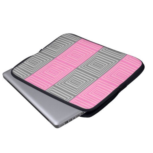 Roze en grijze laptop Hoesje met abstract design Laptop Sleeve (Voorkant onderkant)