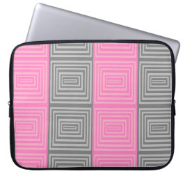 Roze en grijze laptop Hoesje met abstract design Laptop Sleeve