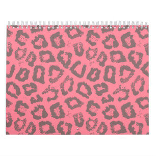 Roze en grijze luipaard Cheetah Animal Print Kalender