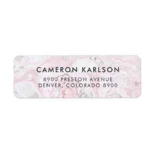 Roze en grijze marmer Simple San Serif Typografie Etiket