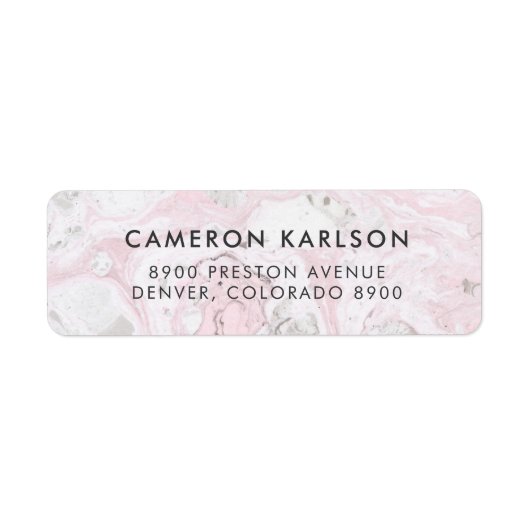 Roze en grijze marmer Simple San Serif Typografie Etiket (Voorkant)