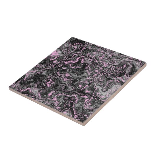 Roze en grijze marmeren abstract tegeltje (Zijkant)