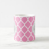 Roze en grijze Marokkaanse Quatrefoil Monogram Koffiemok (Center)