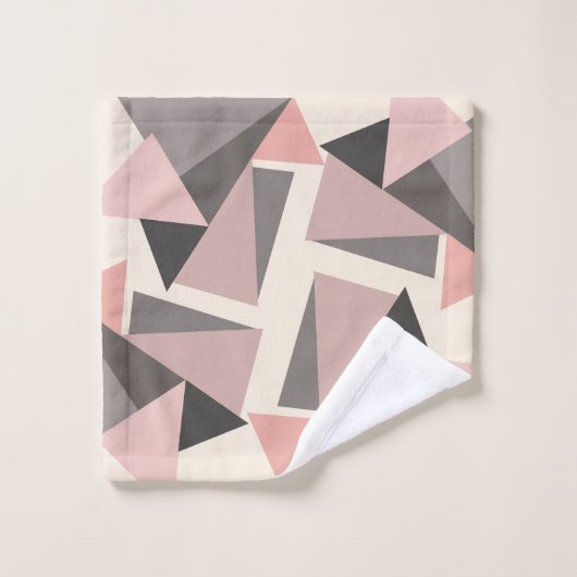 Roze en grijze Mid-eeuwse Moderne Geometrisch Bad Handdoek (Wasdoekje)