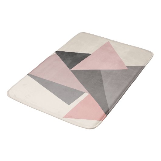 Roze en grijze Mid-eeuwse Moderne Geometrisch Badmat (Gekanteld)