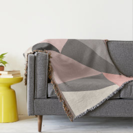 Roze en grijze Mid-eeuwse Moderne Geometrisch Deken