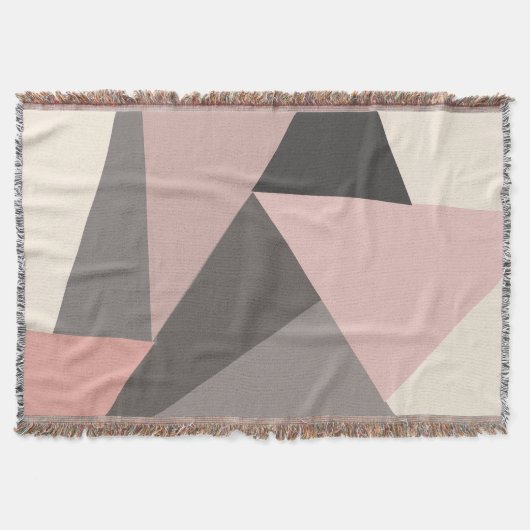 Roze en grijze Mid-eeuwse Moderne Geometrisch Deken (Voorkant)
