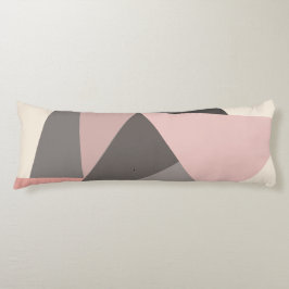 Roze en grijze Mid-eeuwse Moderne Geometrisch Lichaamskussen
