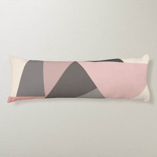 Roze en grijze Mid-eeuwse Moderne Geometrisch Lichaamskussen (Voorkant)