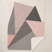 Roze en grijze Mid-eeuwse Moderne Geometrisch Sherpa Deken (Voorkant)