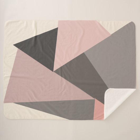 Roze en grijze Mid-eeuwse Moderne Geometrisch Sherpa Deken (Voorkant (horizontaal))