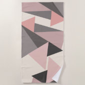 Roze en grijze Mid-eeuwse Moderne Geometrisch Strandlaken (Voorkant)