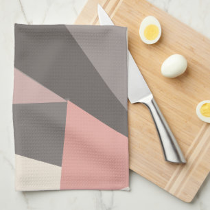 Roze en grijze Mid-eeuwse Moderne Geometrisch Theedoek