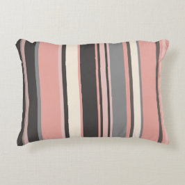 Roze en grijze Mid-eeuwse Moderne Stripes Accent Kussen