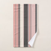 Roze en grijze Mid-eeuwse Moderne Stripes Bad Handdoek (Handdoek)