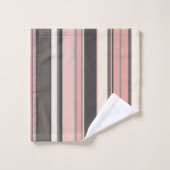 Roze en grijze Mid-eeuwse Moderne Stripes Bad Handdoek (Wasdoekje)