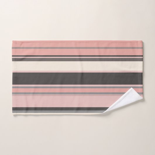 Roze en grijze Mid-eeuwse Moderne Stripes Bad Handdoek (Handdoek)