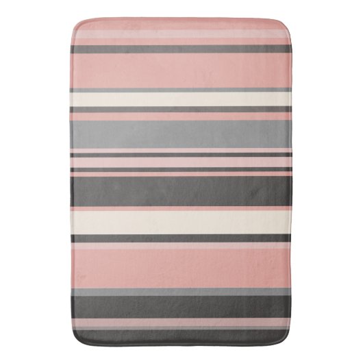 Roze en grijze Mid-eeuwse Moderne Stripes Badmat (Voorkant Verticaal)