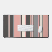Roze en grijze Mid-eeuwse Moderne Stripes Bureaumat (Keyboard & Muis)