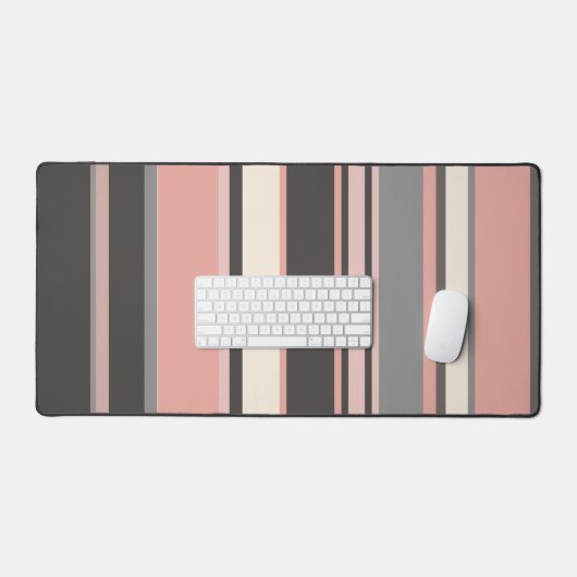 Roze en grijze Mid-eeuwse Moderne Stripes Bureaumat (Keyboard & Muis)