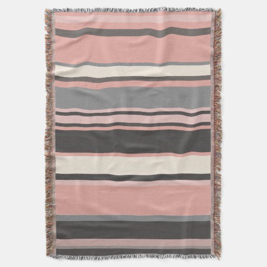 Roze en grijze Mid-eeuwse Moderne Stripes Deken (Voorkant Verticaal)