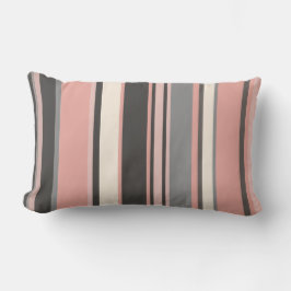 Roze en grijze Mid-eeuwse Moderne Stripes Kussen