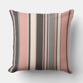 Roze en grijze Mid-eeuwse Moderne Stripes Kussen