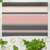 Roze en grijze Mid-eeuwse Moderne Stripes Theedoek (Gevouwen)