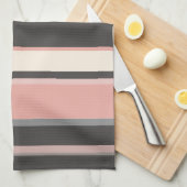 Roze en grijze Mid-eeuwse Moderne Stripes Theedoek (Quarter Fold)