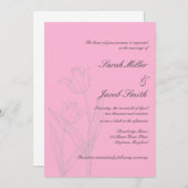 Roze en grijze minimalistische tulpbruiloft kaart (Voorkant / Achterkant)