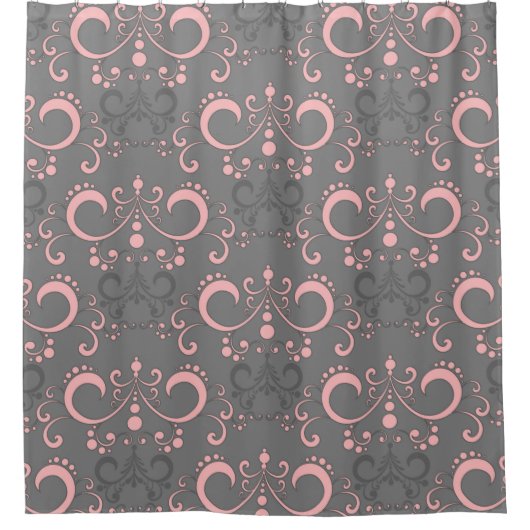 Roze en grijze mix en matchen douchegordijn (Voorkant)