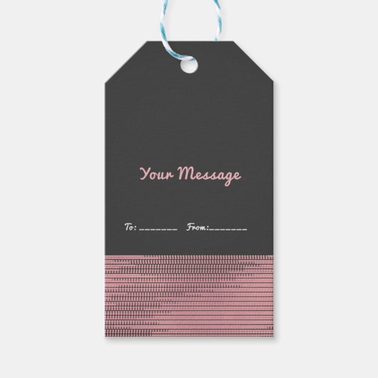 Roze en grijze moderne Glam-reeksen chic Elegant F Cadeaulabel (Voorkant)