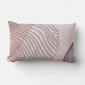Roze en grijze moderne lijnen Boho Lumbar Pillow Kussen