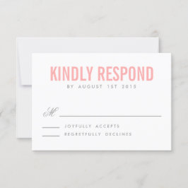 Roze en grijze moderne typografie RSVP-Kaart RSVP Kaartje