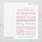 Roze en grijze moderne Typografie Weddenschap Kaart (Voorkant / Achterkant)