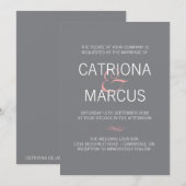 Roze en grijze moderne Typografie Weddenschap Kaart (Voorkant / Achterkant)