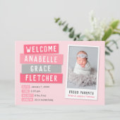 Roze en grijze momentopname 2 Fotoaankondiging Aankondiging (Staand voorkant)