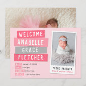 Roze en grijze momentopname 2 Fotoaankondiging Aankondiging (Voorkant / Achterkant)