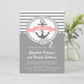 Roze en grijze Nautical Beach Weddenschap Kaart (Staand voorkant)